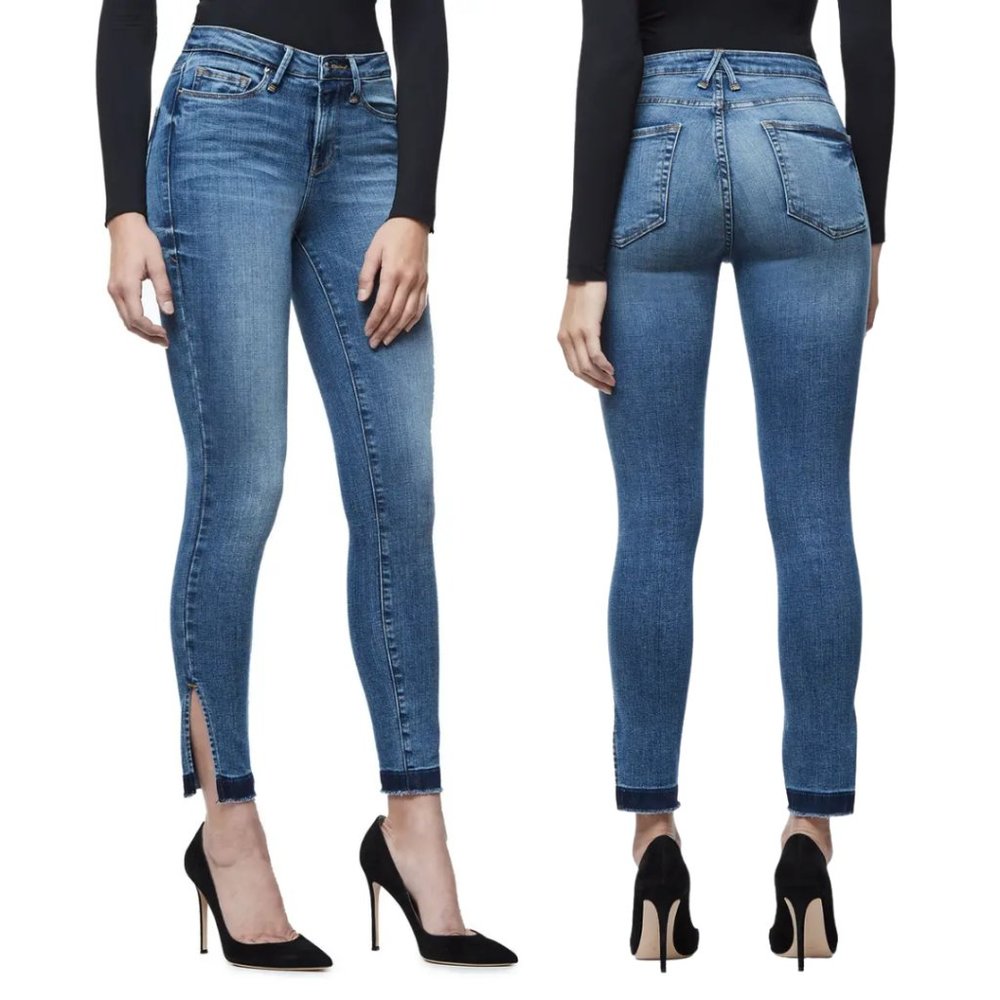 GOOD AMERICAN Good Legs High Rise Split Hem Crop Skinny Jeans 4 / 27